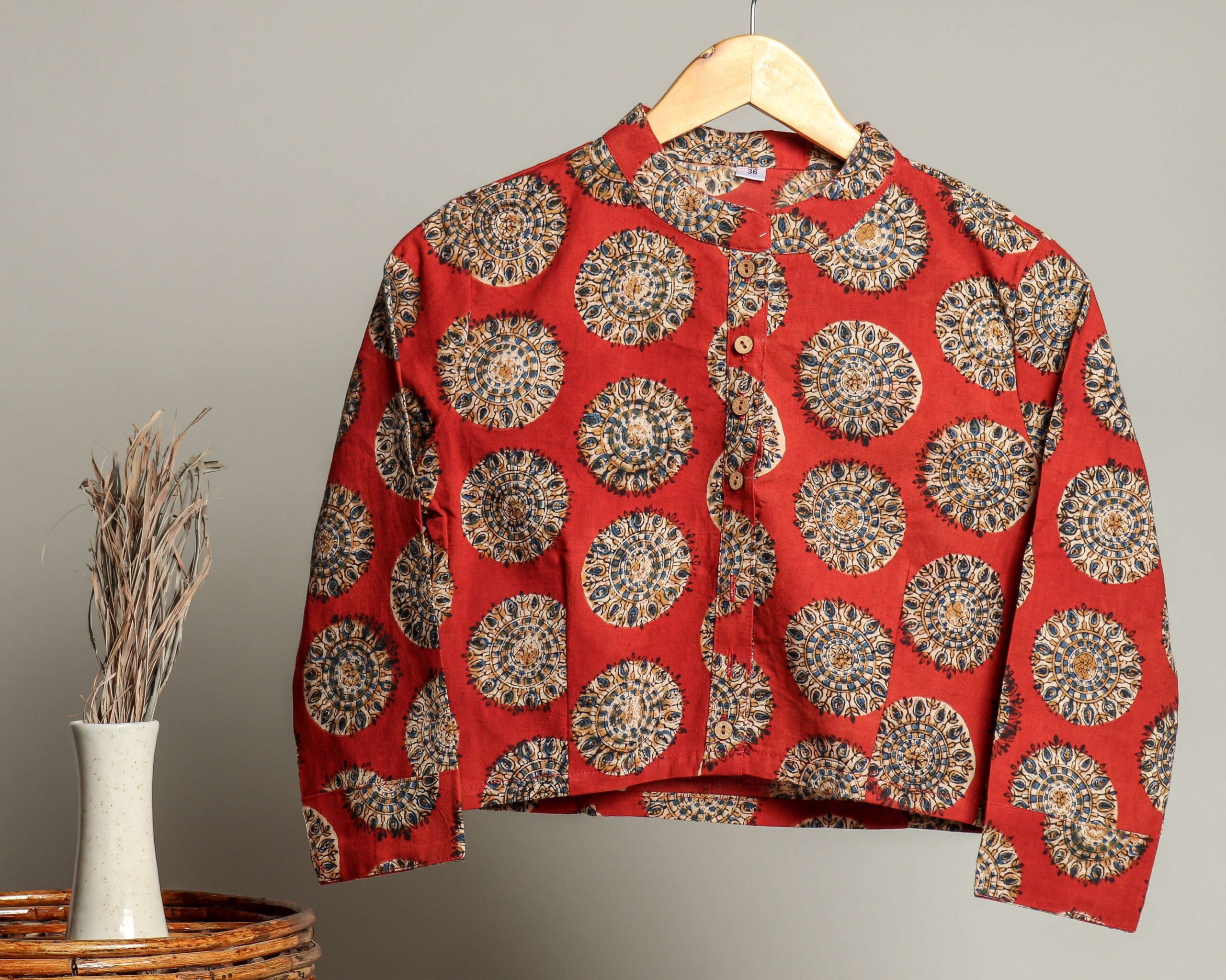 7Vl2pL-scaled-1.jpg Handmade Block Print Cotton for Women ? Ethnic Floral Printed Top with Long Sleeves