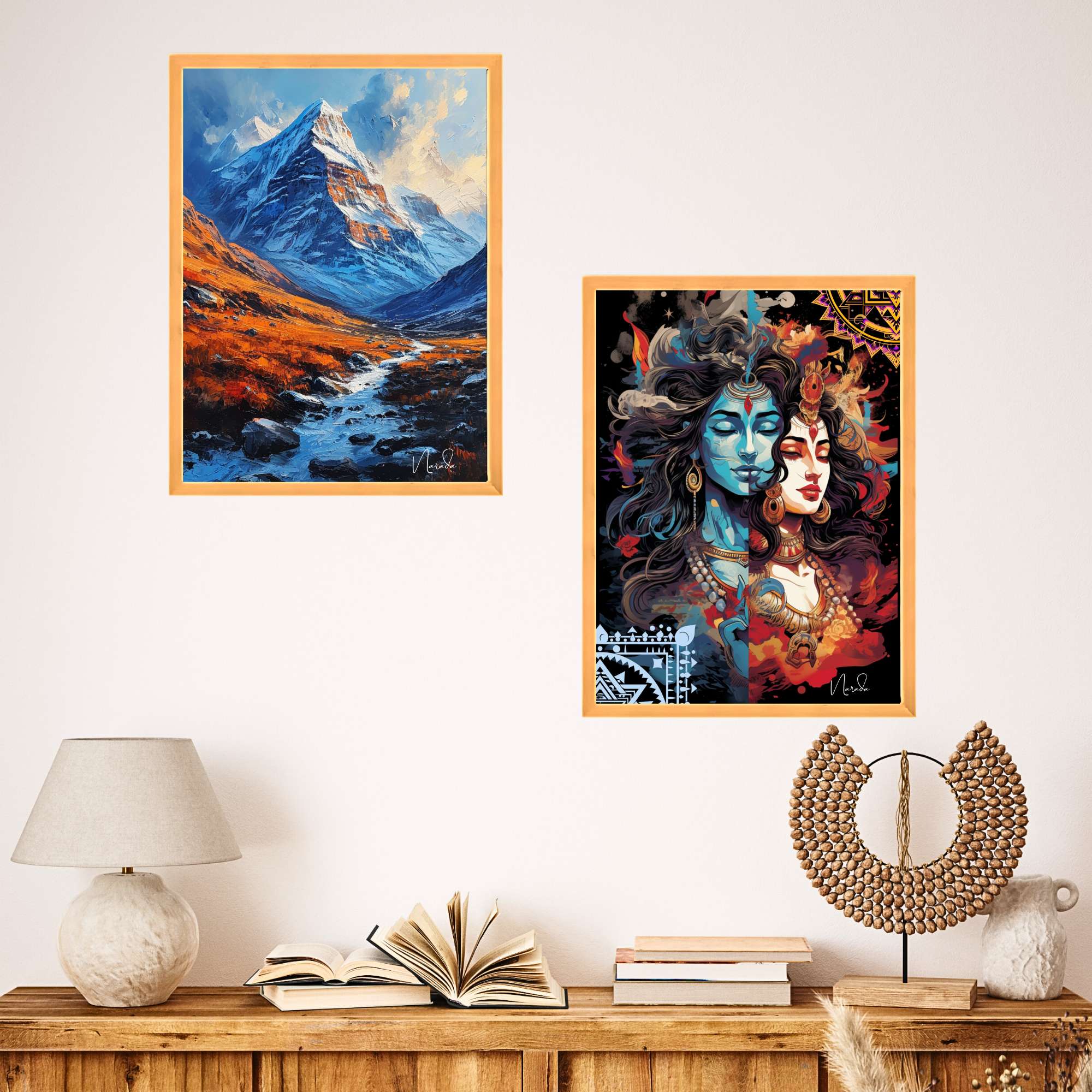8ttvxe.jpg Set of Two Wall Paintings for Wall Dacoration Golden Framed Wall Paintings for Living Room & Bedroom Wall Art for Home Decoration & Office Wall Décor (14x11 inch CH-GD2-21)