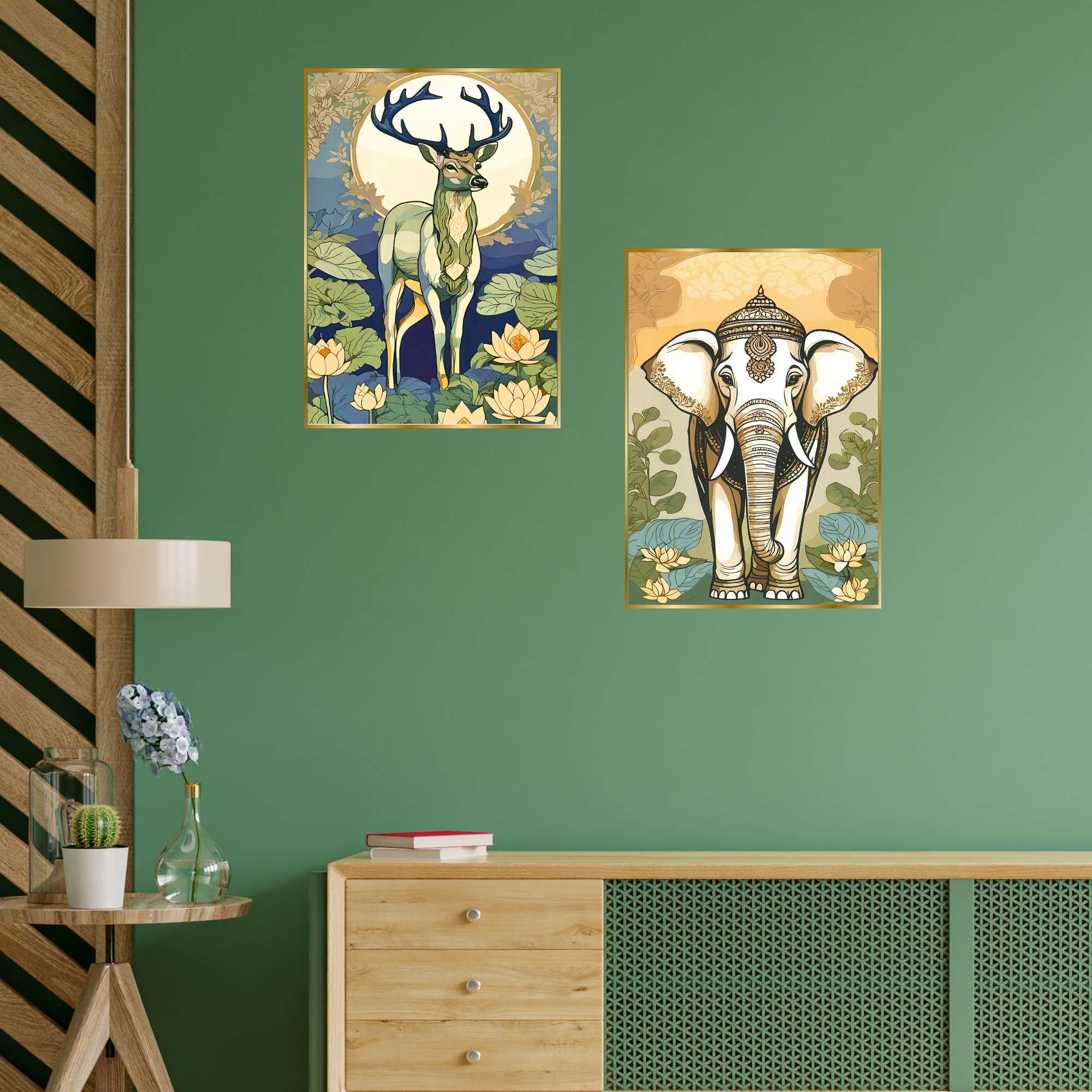 CdYlsz.jpg Set of Two Wall Paintings for Wall Dacoration Golden Framed Wall Paintings for Living Room & Bedroom Wall Art for Home Decoration & Office Wall Décor (14x11 inch CH-GD2-14) - Image 2