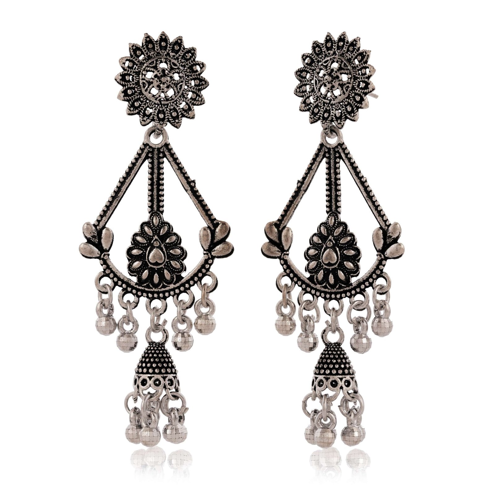 ESkg6l-scaled-1.jpg Women's Handmade Traditional Jhumki With Moon Chandbali Design Ethnic Wedding Wear Earrings For Women - Image 4