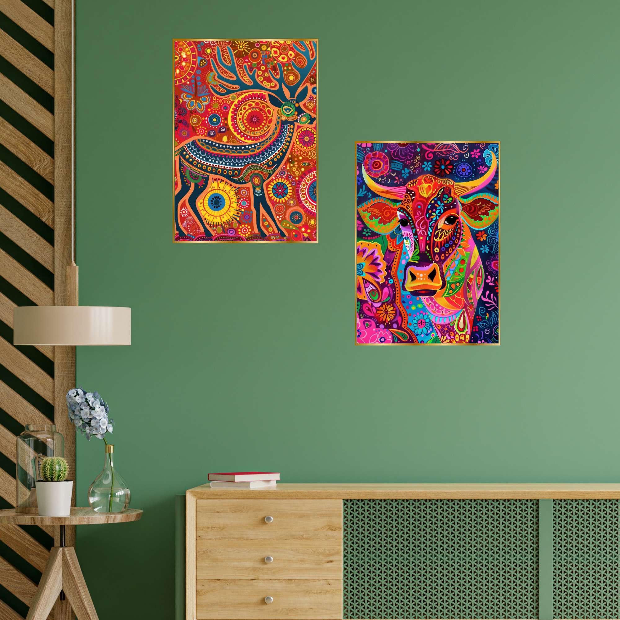 RvSnrG.jpg Set of Two Wall Paintings for Wall Dacoration Golden Framed Wall Paintings for Living Room & Bedroom Wall Art for Home Decoration & Office Wall Décor (14x11 inch CH-GD2-8) - Image 2