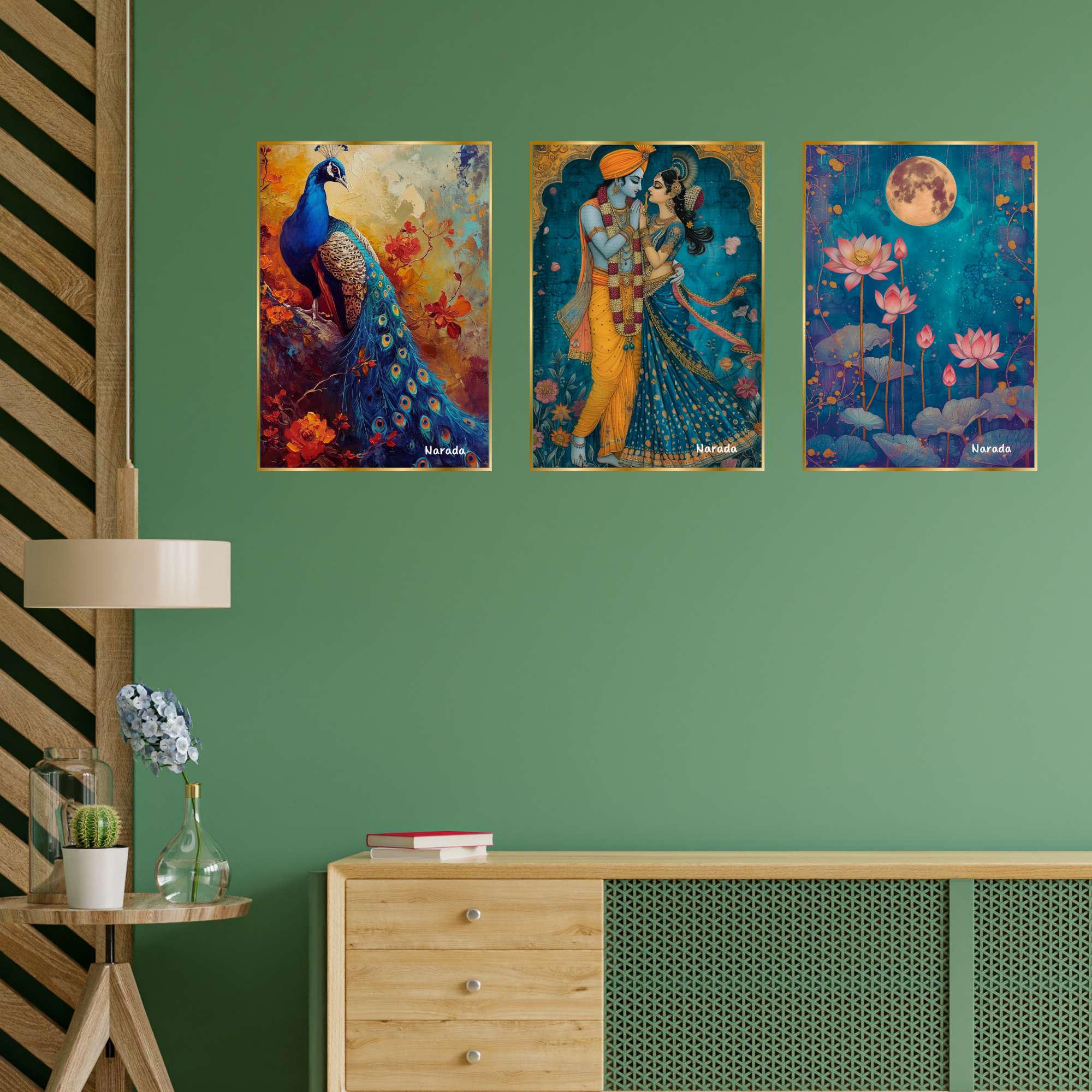 SMyvQx.jpg Set of Three Wall Paintings for Wall Dacoration Golden Framed Wall Paintings for Living Room & Bedroom Wall Art for Home Decoration & Office Wall Décor (24x18 inch CH-GD3-12) - Image 3