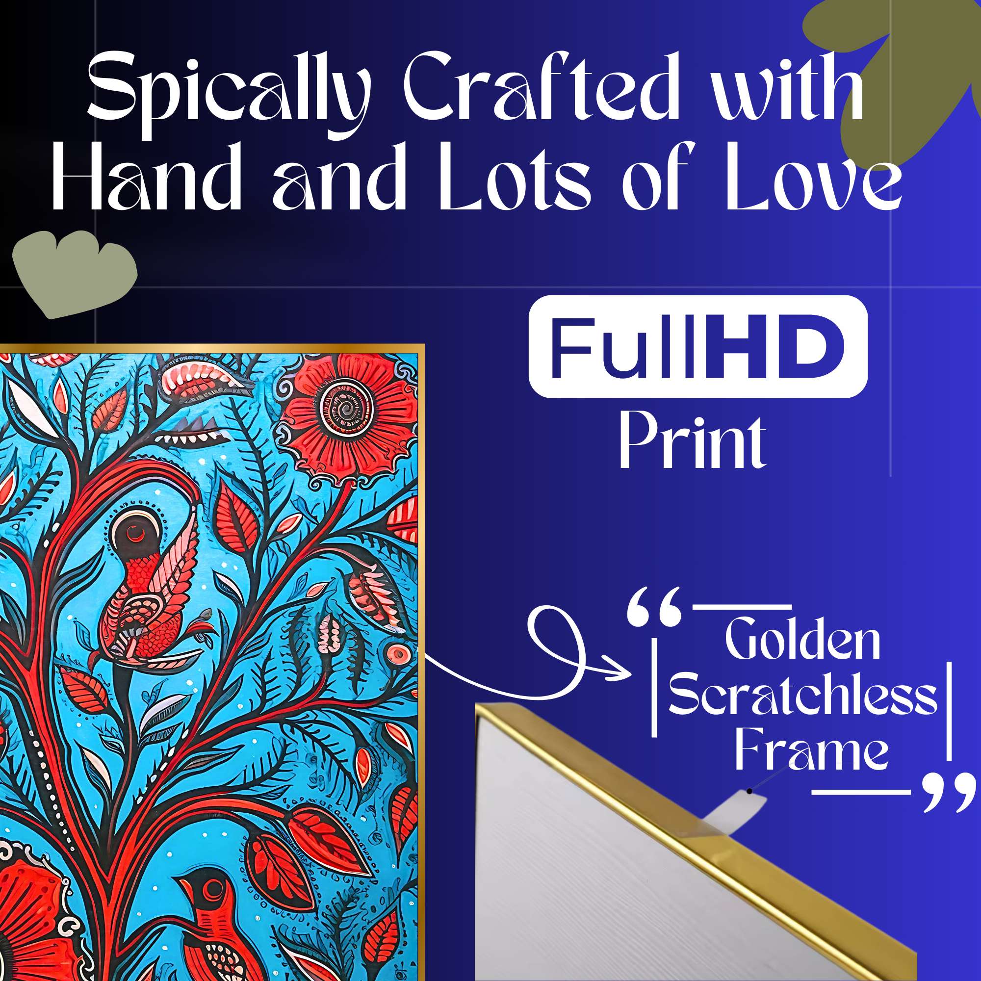 ct7vu1.jpg Set of Four Wall Paintings for Wall Dacoration Golden Framed Wall Paintings for Living Room & Bedroom Wall Art for Home Decoration & Office Wall Décor (13x10 inch CH-GD4-9) - Image 3