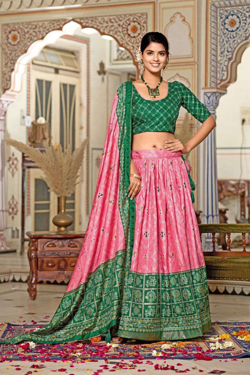 dt8Yvy.jpg Women's Tussar Silk Patola Print Lehenga Choli Dupatta Set - Image 3