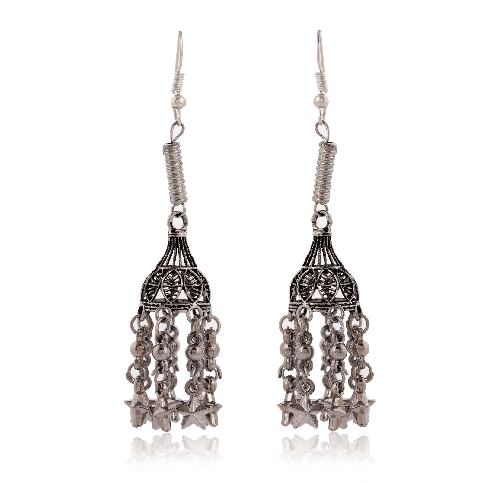 nNI5UM-scaled-1.jpg Women's AZ838-OXidised Multipel Layer Long Jhumka Earrings for women Nickel Jhumki Earring - Image 4