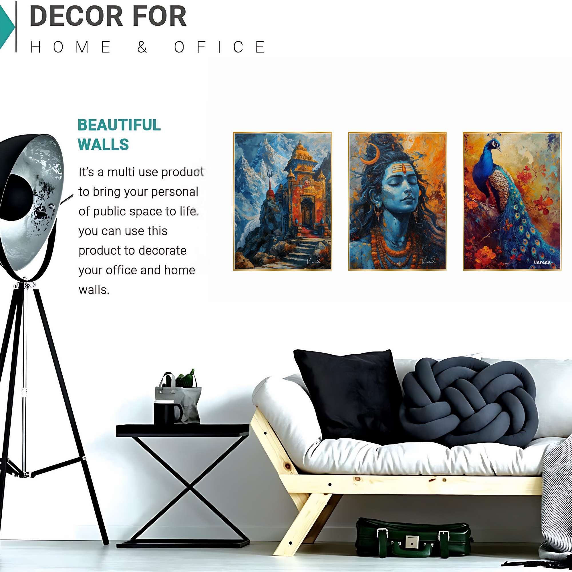 oURbtQ.jpg Set of Three Wall Paintings for Wall Dacoration Golden Framed Wall Paintings for Living Room & Bedroom Wall Art for Home Decoration & Office Wall Décor (18x12 inch CH-GD3-8) - Image 3