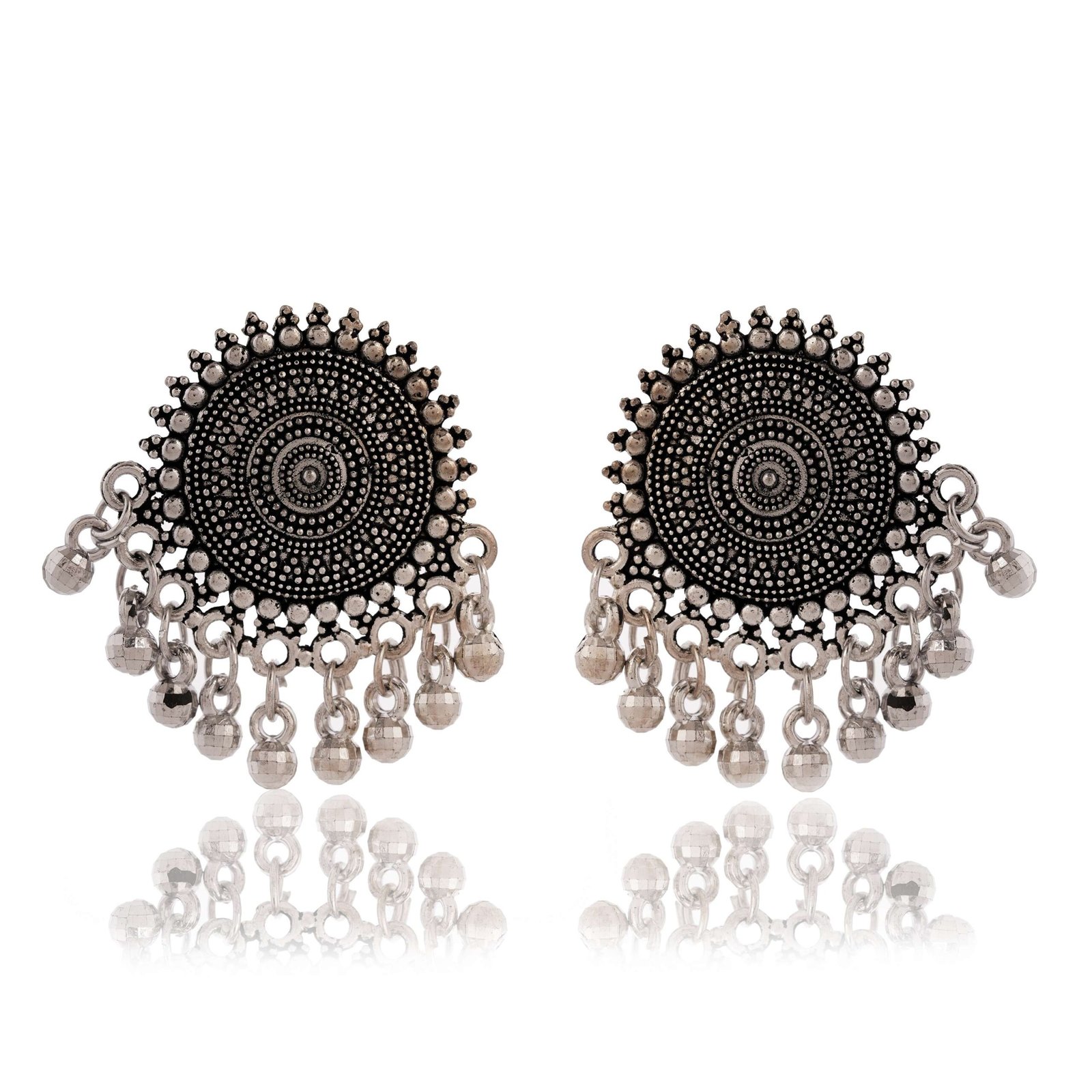 qPDwaE-scaled-1.jpg Earrings for Women Traditional Silver AZ838-OXidised Jhumka Set | German Silver Chand Baliyan & Jhumkas Earrings | Birthday & Anniversary Gift -AZ838-OX-ER32 - Image 4
