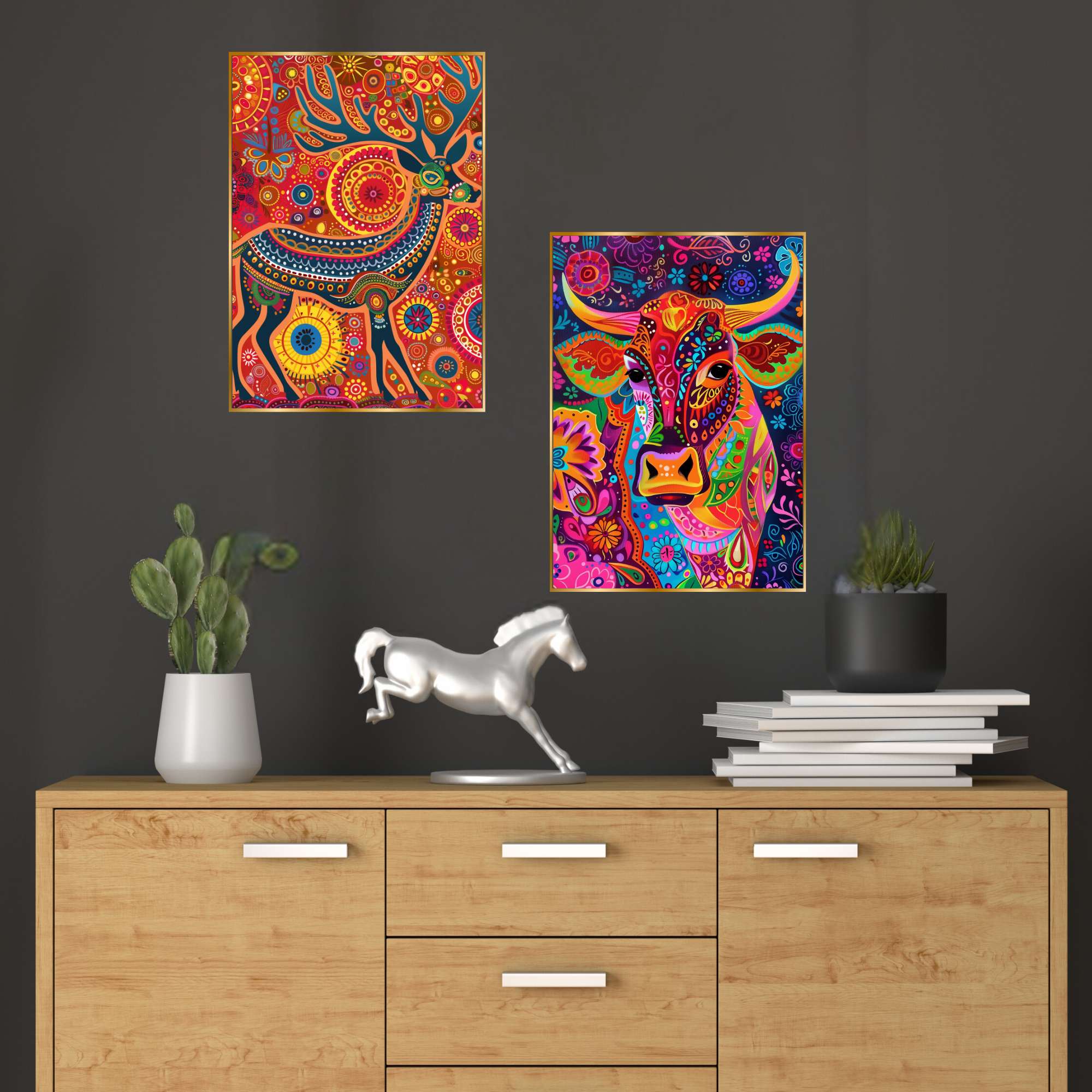 tw9uWd.jpg Set of Two Wall Paintings for Wall Dacoration Golden Framed Wall Paintings for Living Room & Bedroom Wall Art for Home Decoration & Office Wall Décor (14x11 inch CH-GD2-8)
