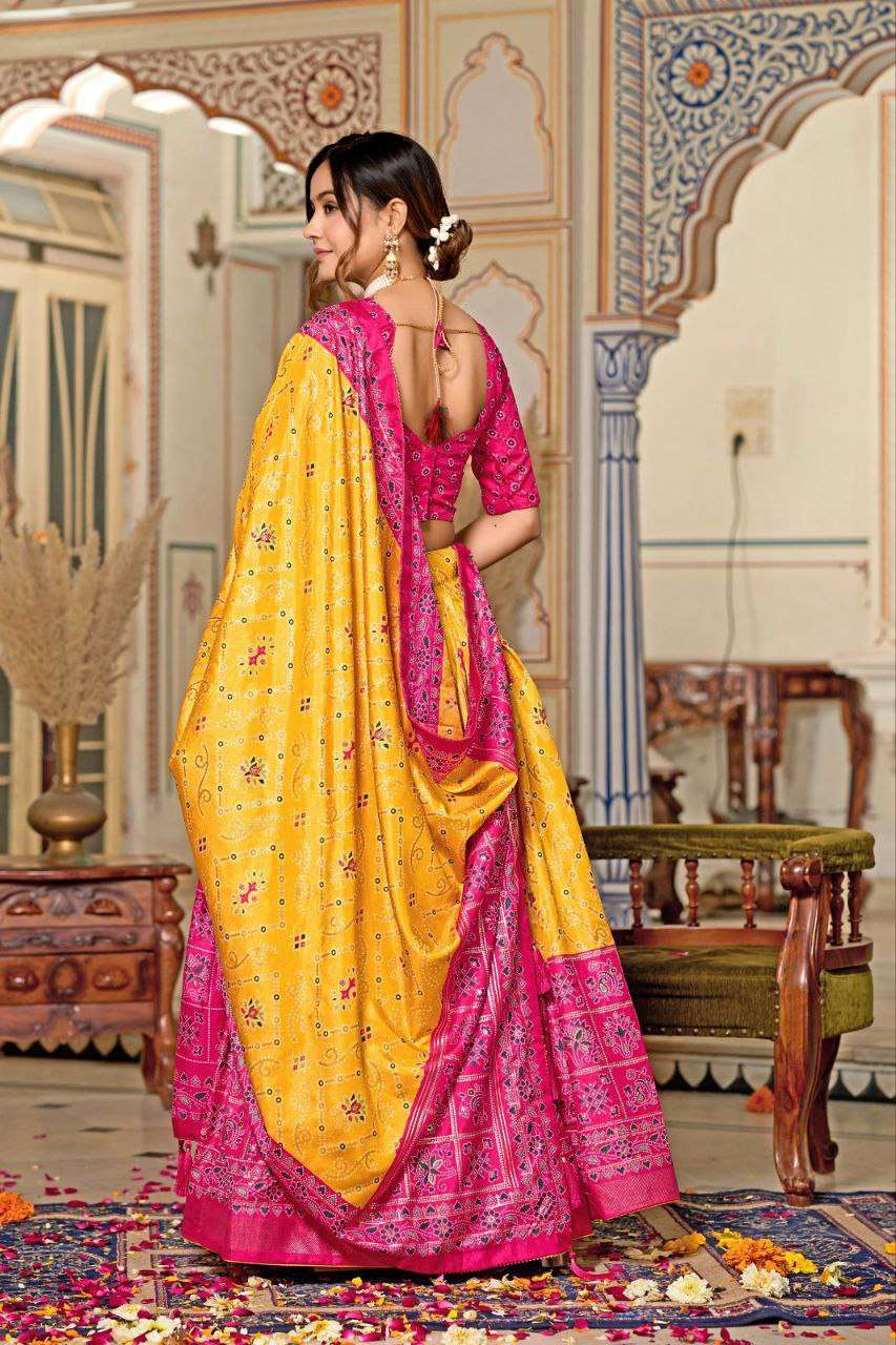vCRC1Z.jpg Women's Tussar Silk Patola Print Lehenga Choli Dupatta Set - Image 2