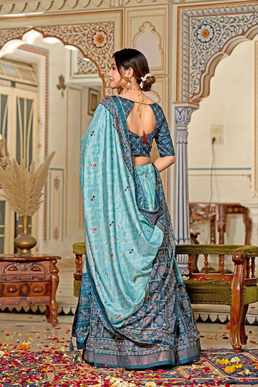 x3J1Au.jpg Women's Tussar Silk Patola Print Lehenga Choli Dupatta Set - Image 13